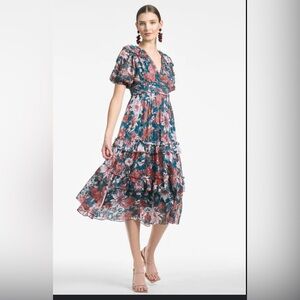 Sachin & Babi floral multicolor contend midi dress Sz